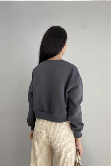 NAKIŞ DETAYLI CROP SWEAT