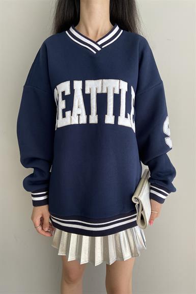 NAKIŞ DETAYLI OVERSİZE SWEAT