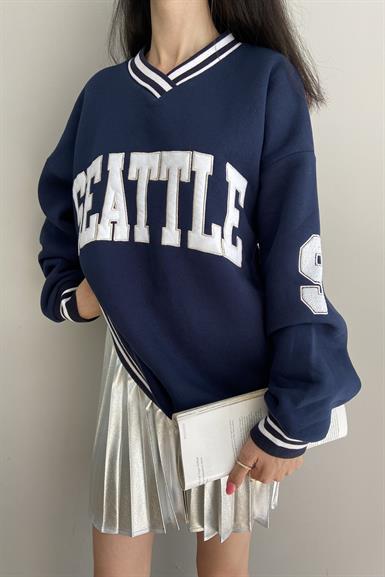 NAKIŞ DETAYLI OVERSİZE SWEAT