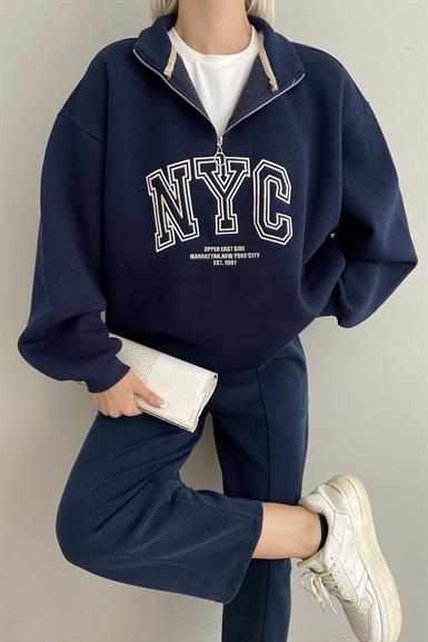 NAKIŞLI FERMUAR DETAY SWEAT