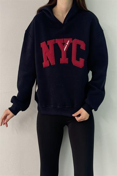 NYC NAKIŞ DETAYLI KAPŞONLU SWEATSHIRT