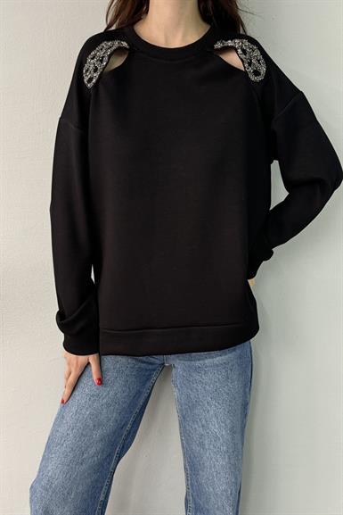 OMUZ AKSESUAR DETAYLI SWEATSHIRT
