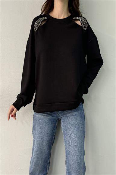 OMUZ AKSESUAR DETAYLI SWEATSHIRT
