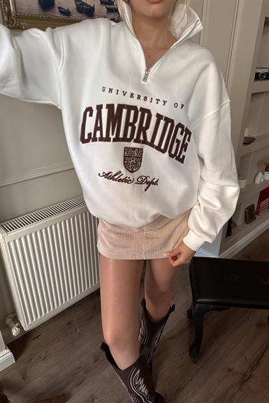 PATI FERMUARLI NAKIŞLI SWEATSHIRT