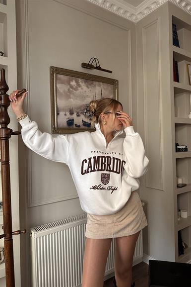PATI FERMUARLI NAKIŞLI SWEATSHIRT