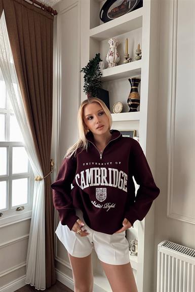 PATI FERMUARLI NAKIŞLI SWEATSHIRT