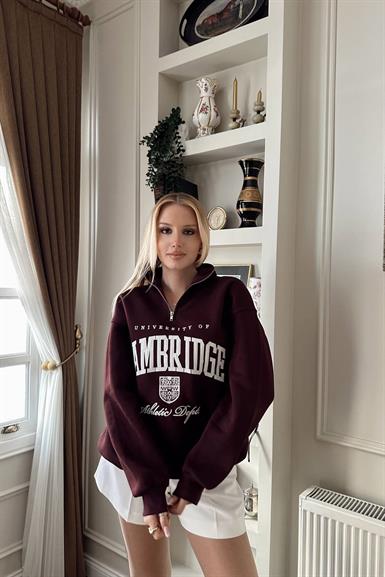 PATI FERMUARLI NAKIŞLI SWEATSHIRT