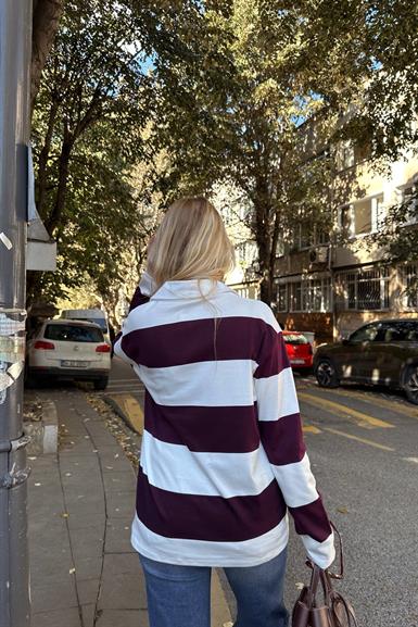 POLO YAKA ÇİZGİ DETAY SWEATSHIRT