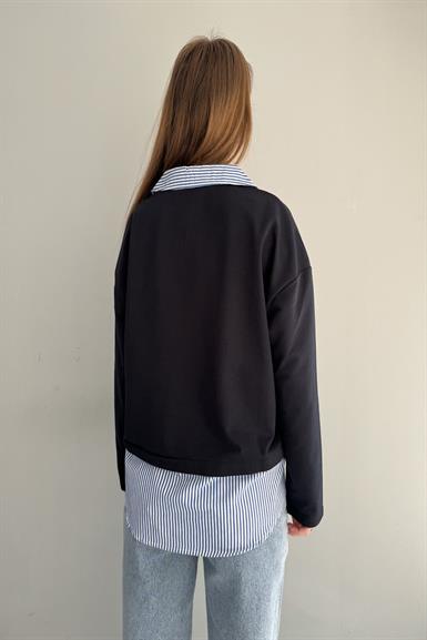 POLO YAKA ÇİZGİLİ GÖMLEK GARNİLİ SWEAT