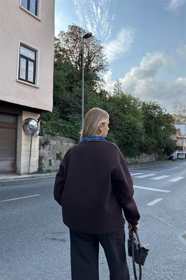 POLO YAKA KOT GARNİLİ SWEATSHIRT