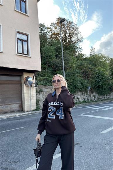 POLO YAKA KOT GARNİLİ SWEATSHIRT