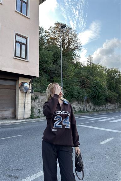 POLO YAKA KOT GARNİLİ SWEATSHIRT