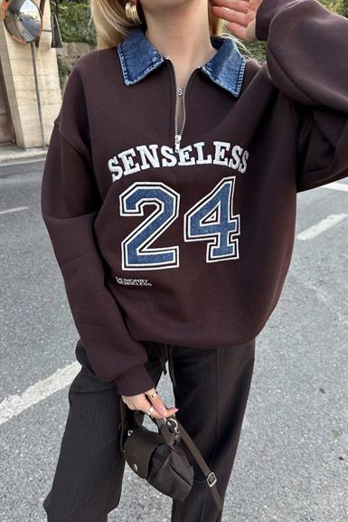 POLO YAKA KOT GARNİLİ SWEATSHIRT