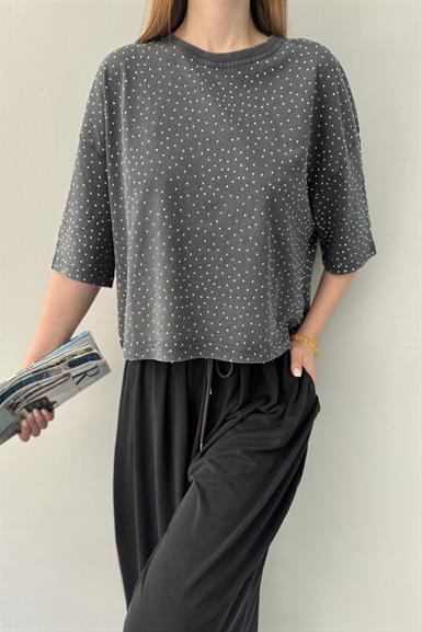 TAŞ BASKILI CROP TOP