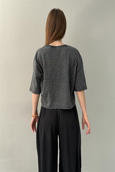 TAŞ BASKILI CROP TOP
