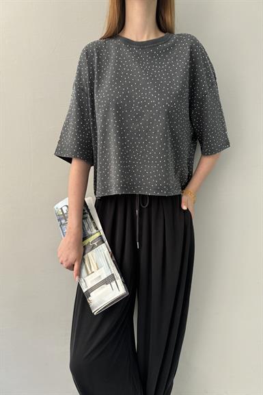 TAŞ BASKILI CROP TOP