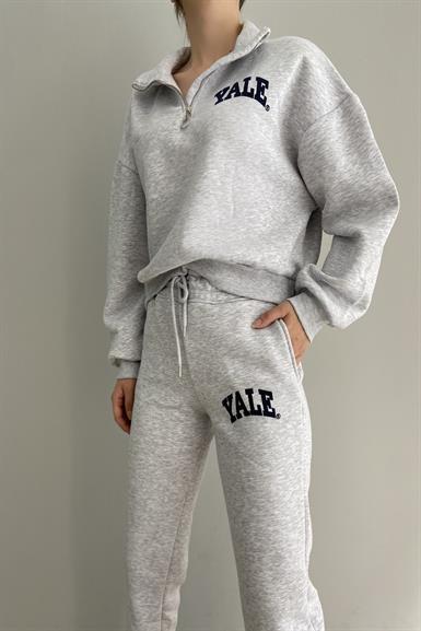 YALE BASKILI YARIM FERMUARLT SWEAT