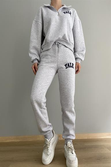 YALE BASKILI YARIM FERMUARLT SWEAT