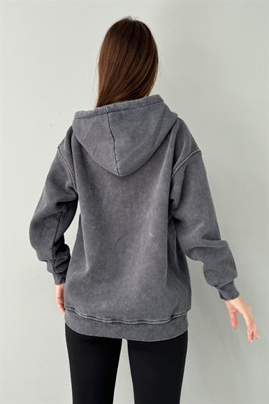 YIKAMALI KAPŞONLU FERMUARLI SWEATSHIRT