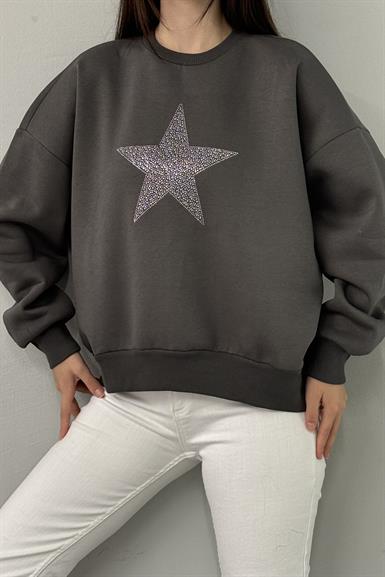 YILDIZ BASKI DETAY SWEATSHIRT