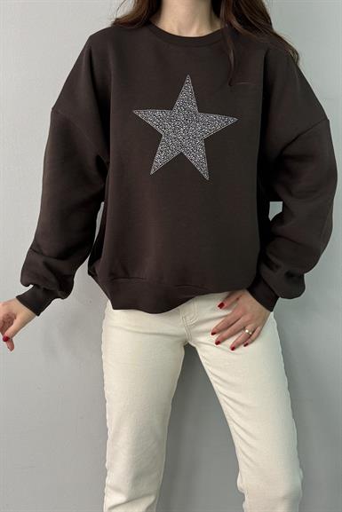 YILDIZ BASKI DETAY SWEATSHIRT