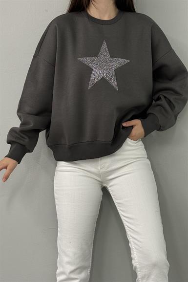 YILDIZ BASKI DETAY SWEATSHIRT