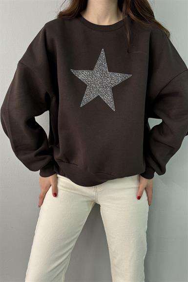 YILDIZ BASKI DETAY SWEATSHIRT
