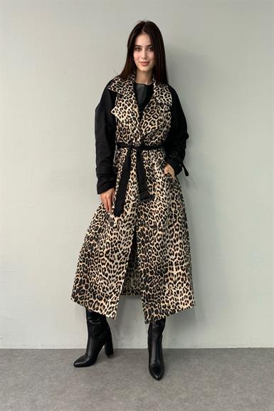 LEOPAR DESEN TRENÇKOT