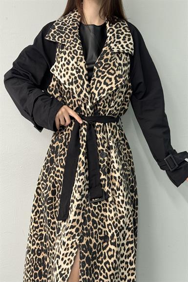 LEOPAR DESEN TRENÇKOT