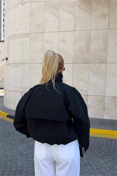 PELERİNLİ KISA TRENÇ