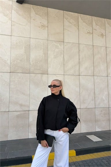 PELERİNLİ KISA TRENÇ