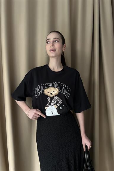 APLİKE AYICIK DETAY TSHIRT