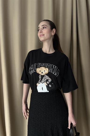 APLİKE AYICIK DETAY TSHIRT
