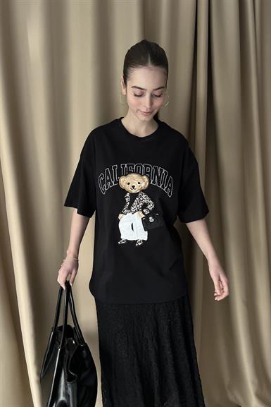 APLİKE AYICIK DETAY TSHIRT
