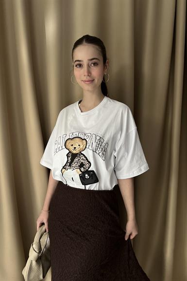 APLİKE AYICIK DETAY TSHIRT