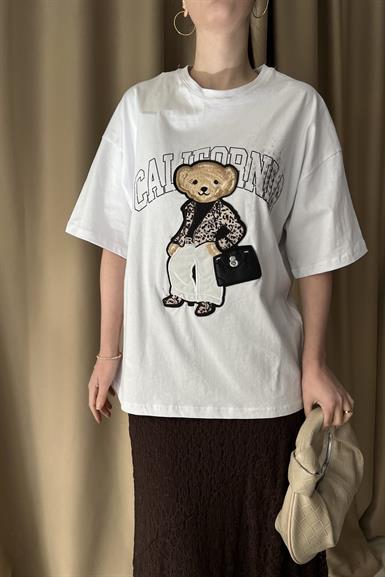 APLİKE AYICIK DETAY TSHIRT
