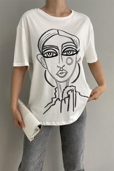 BASKI DETAYLI TSHIRT