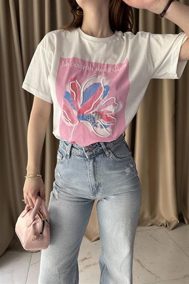 BASKI DETAYLI TSHIRT