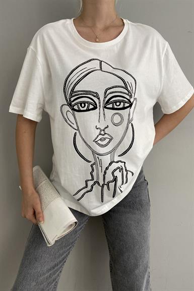BASKI DETAYLI TSHIRT