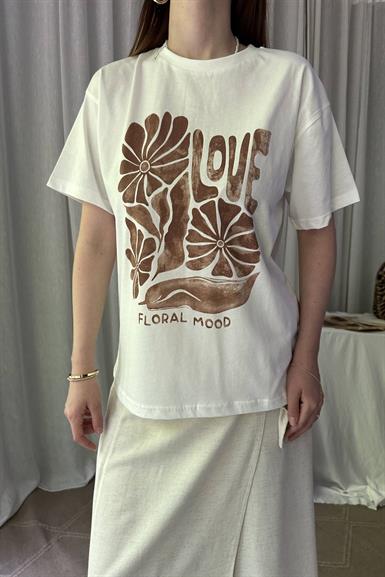 BASKI VE BONCUK DETAYLI TSHIRT