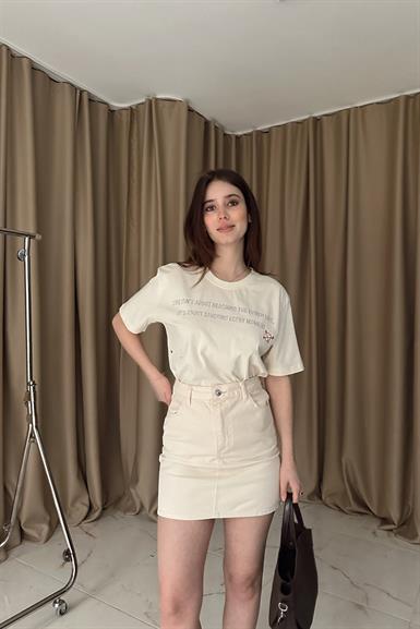 BASKI VE NAKIŞ DETAYLI TSHIRT