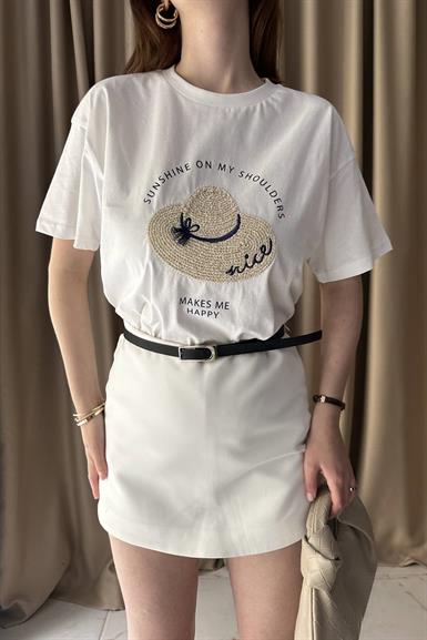 BASKI VE NAKIŞ DETAYLI TSHIRT