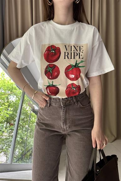 BASKI VE NAKIŞ DETAYLI TSHIRT