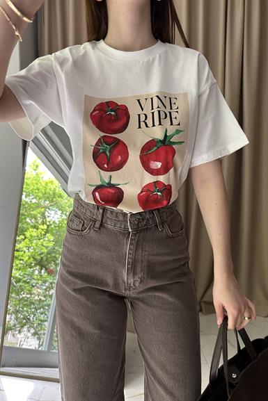 BASKI VE NAKIŞ DETAYLI TSHIRT