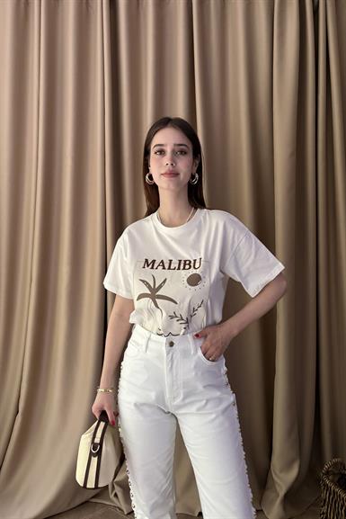 BASKI VE NAKIŞ DETAYLI TSHIRT