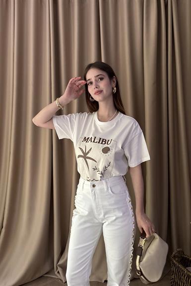 BASKI VE NAKIŞ DETAYLI TSHIRT