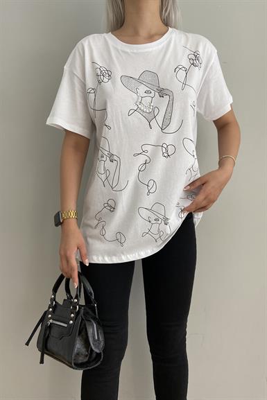 BASKILI TAŞLI TSHIRT