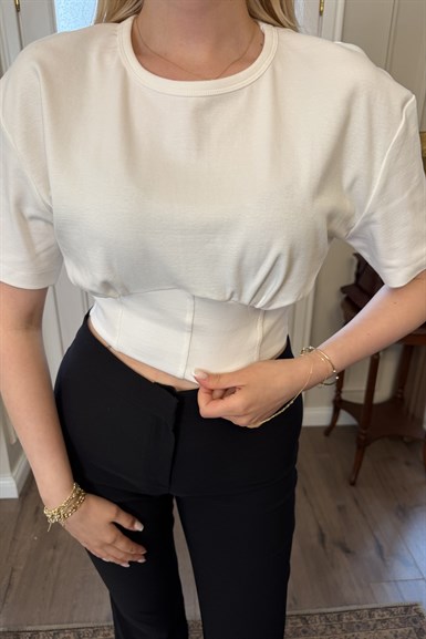 BEL CORSE DETAY CROP BLUZ