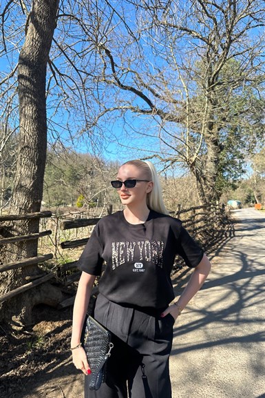 BİSİKLET YAAK NAKIŞ DETAYLI TSHIRT