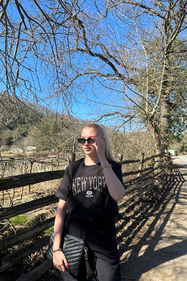 BİSİKLET YAAK NAKIŞ DETAYLI TSHIRT